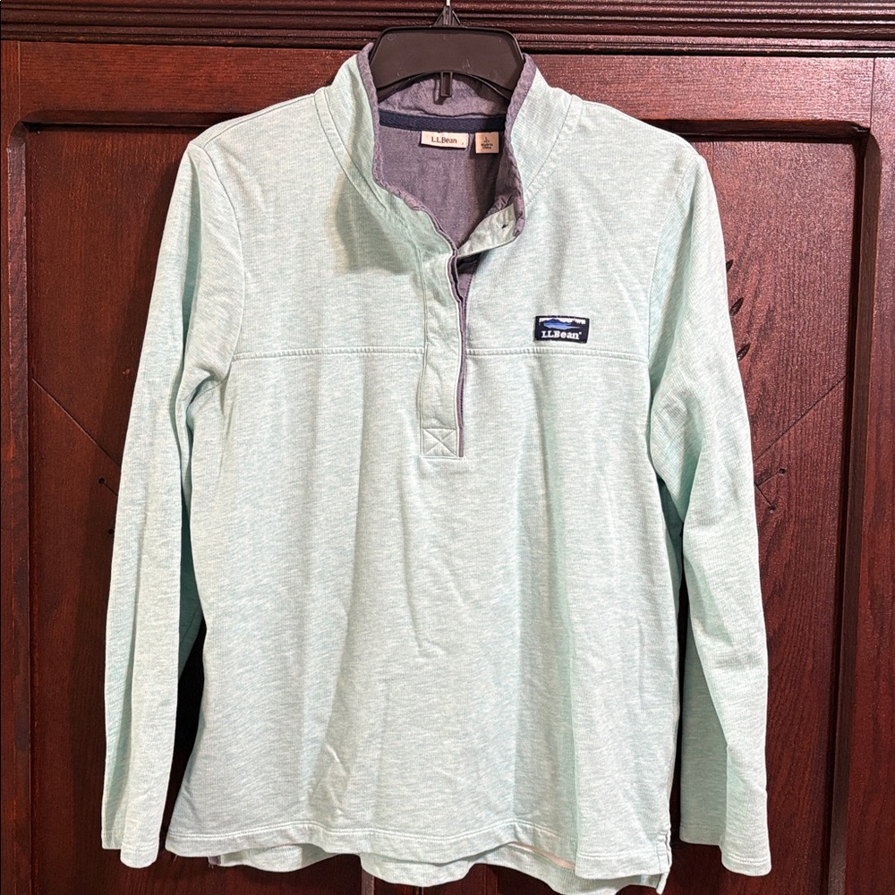 L.L. Bean Mint Green Long Sleeve Quarter-Zip Pullover